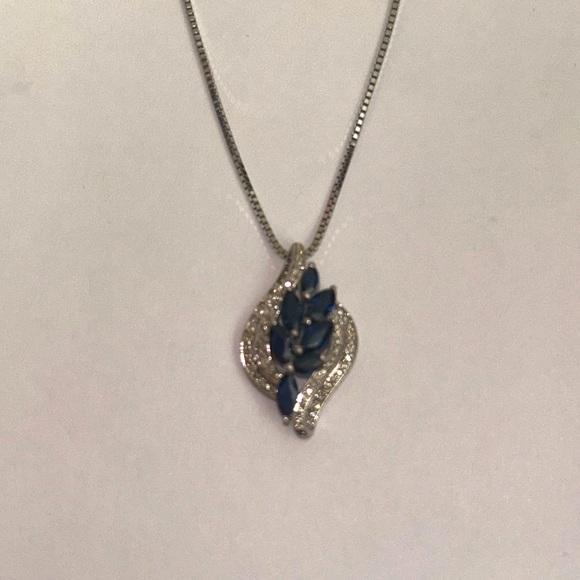 -Sale-Sapphire (1-1/6 ct. t.w.) & Diamond (1/10) 18"  Necklace Sterling Silver - Picture 4 of 5